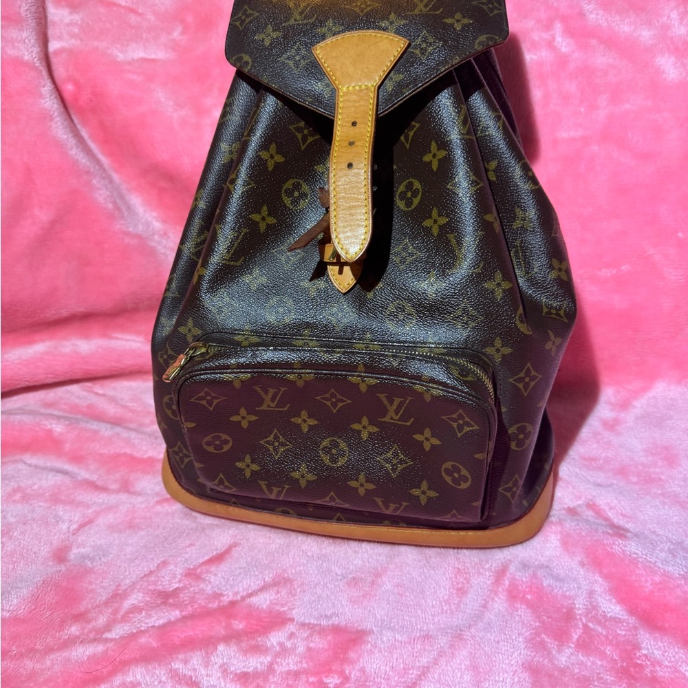 Louis Vuitton Brown Monogram Backpack with Tan Leather Accents  PM size